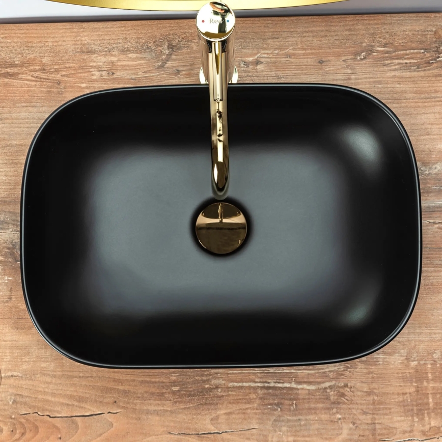 REA-U8470 - Lavatório de bancada BELINDA 33,5x46,5 cm cerâmica/preto fosco
