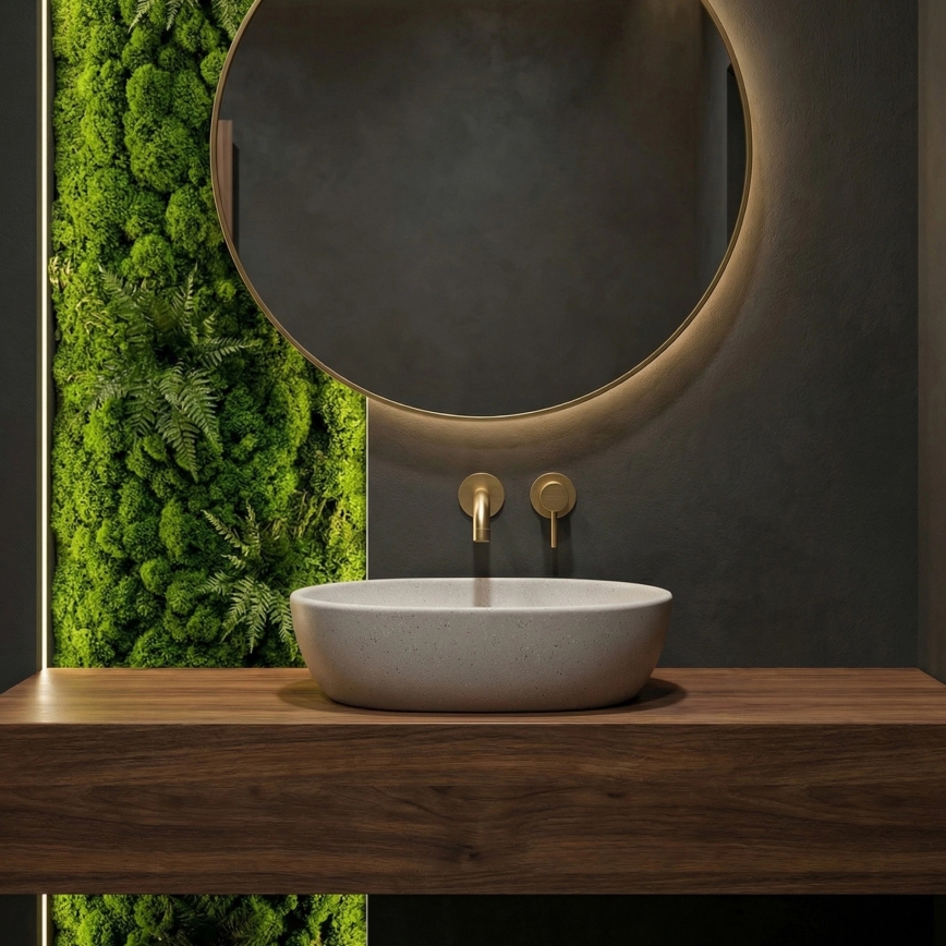 REA-U8480 - Lavatório para bancada AMELIA 34,5x48 cm cerâmica/imitação de pedra