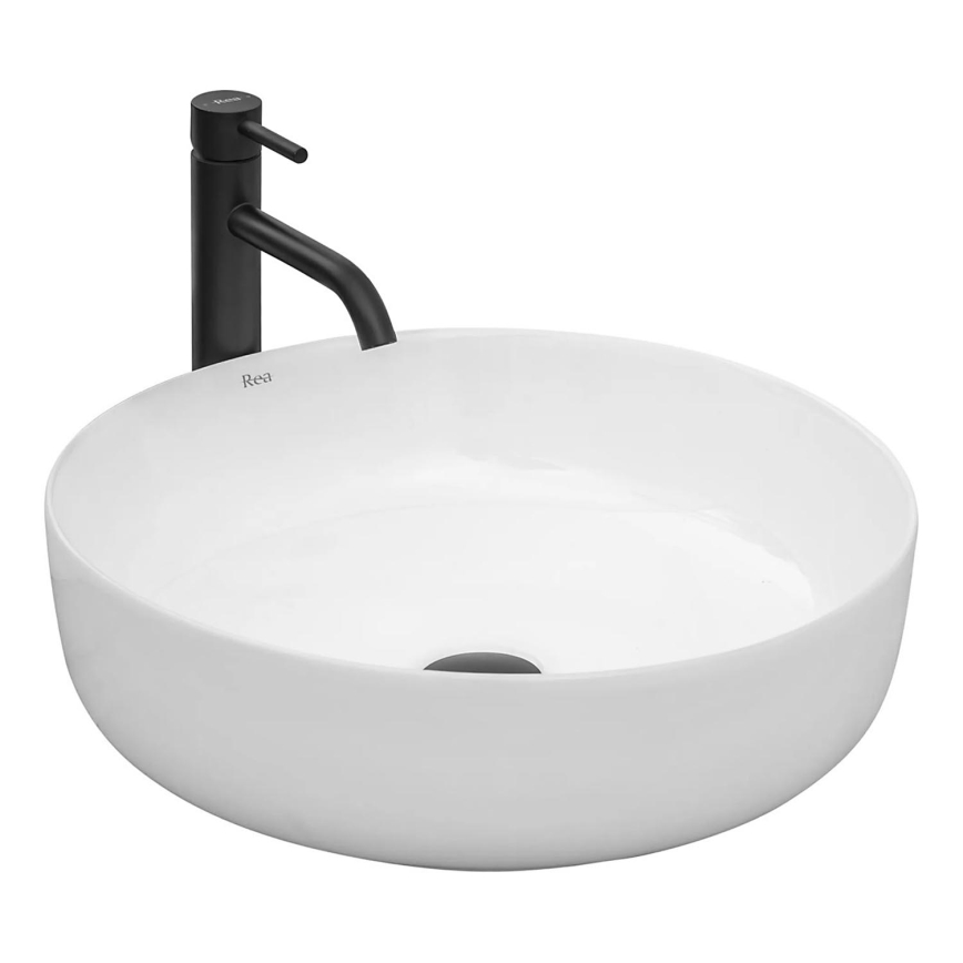 REA-U8493 - Lavatório de bancada ELMA Ø 45 cm cerâmica/branco brilhante