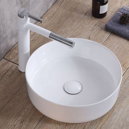 REA-U8493 - Lavatório de bancada ELMA Ø 45 cm cerâmica/branco brilhante