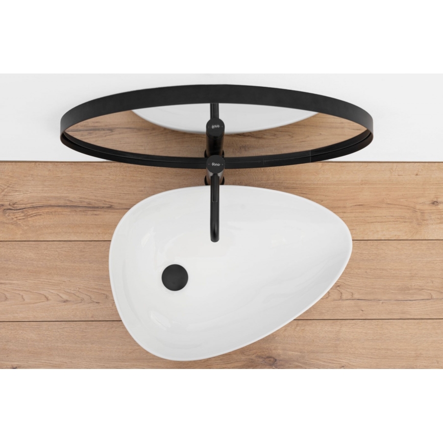 REA-U8536 - Lavatório sobre bancada GRETA 39x56 cm cerâmica/branco brilhante