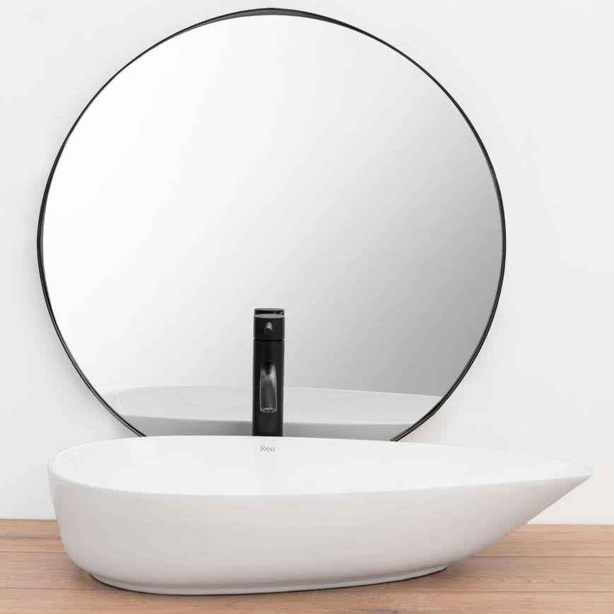 REA-U8537 - Lavatório de sobrepor GRETA 40 x 65,5 cm cerâmica/branco brilhante