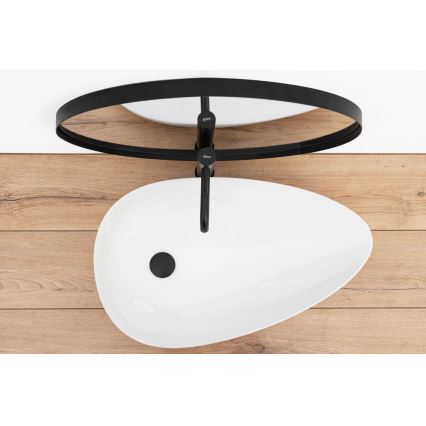 REA-U8537 - Lavatório de sobrepor GRETA 40 x 65,5 cm cerâmica/branco brilhante