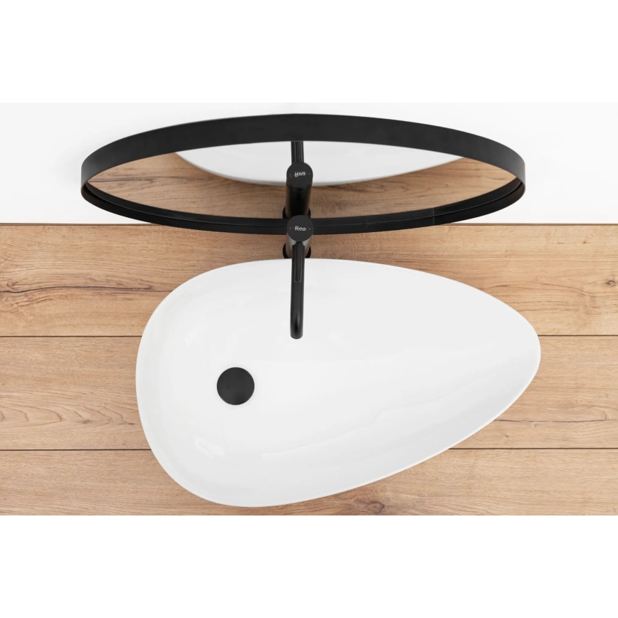 REA-U8537 - Lavatório de sobrepor GRETA 40 x 65,5 cm cerâmica/branco brilhante