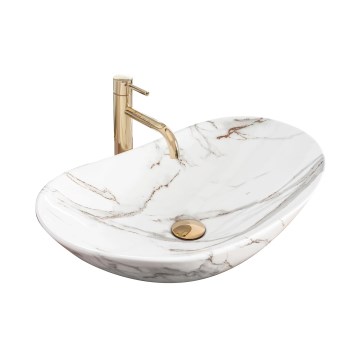 REA-U8548 - Lavatório de bancada ROYAL 36x60,5 cm cerâmica/decoração em mármore