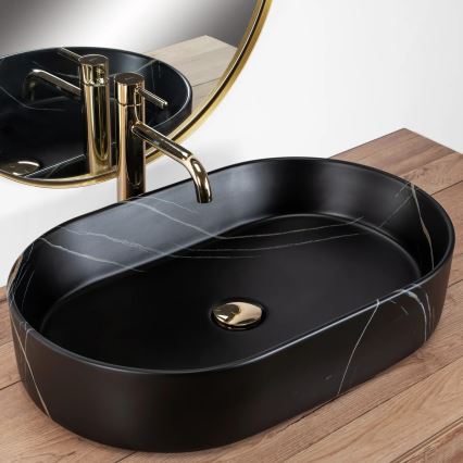 REA-U8565 - Lavatório de bancada NADIA 38,5x61 cm cerâmica/preto fosco