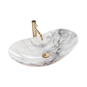REA-U8596 - Lavatório de bancada ROYAL 36 x 62,5 cm cerâmica/branco/cinza/imitação de pedra