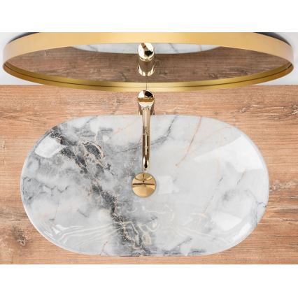 REA-U8596 - Lavatório de bancada ROYAL 36 x 62,5 cm cerâmica/branco/cinza/imitação de pedra