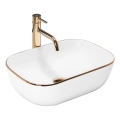 REA-U8736 - Lavatório para bancada BELINDA 33,5 x 46,5 cm cerâmica/branco/dourado