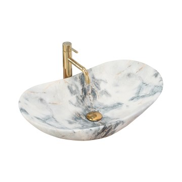 REA-U8742 - Lavatório de bancada ROYAL 36x60,5 cm cerâmica/branco/imitação de pedra