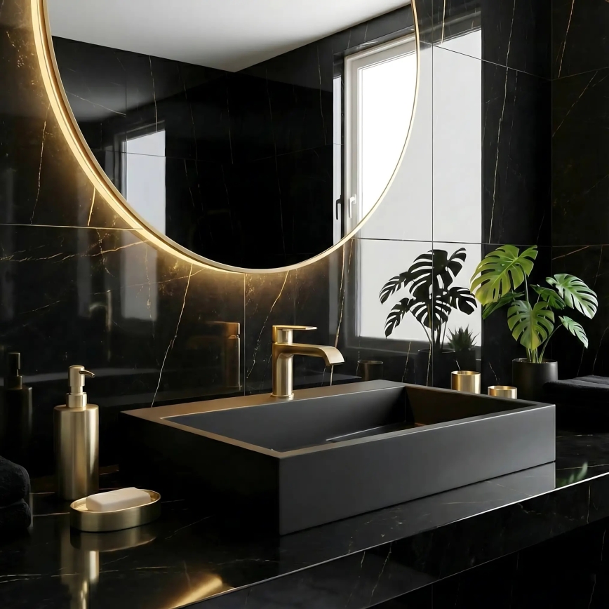 REA-U8779 - Lavatório de bancada GOYA 37x60 cm compósito/preto mate
