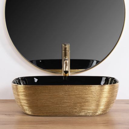 REA-U8780 - Lavatório de bancada BELINDA 33x46,5 cm cerâmica/preto/dourado