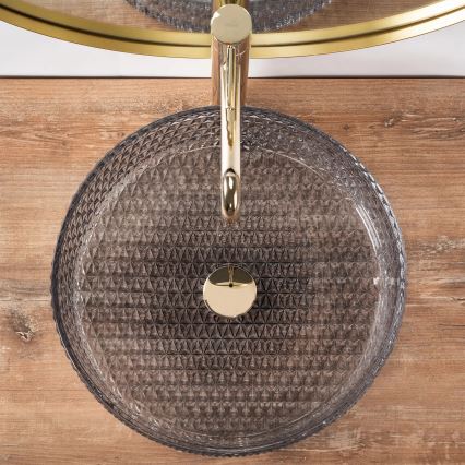 REA-U8880 - Lavatório de bancada CRISTAL Ø 39 cm vidro/cinzento fumado