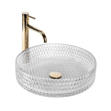 REA-U8881 - Lavatório de bancada CRISTAL Ø 39 cm vidro/transparente