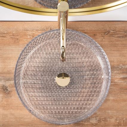 REA-U8881 - Lavatório de bancada CRISTAL Ø 39 cm vidro/transparente