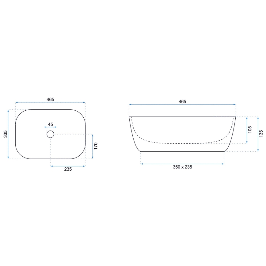 REA-U8908 - Lavatório de sobrepor BELINDA 33,5x46,5 cm cerâmica/preto/decoração em mármore