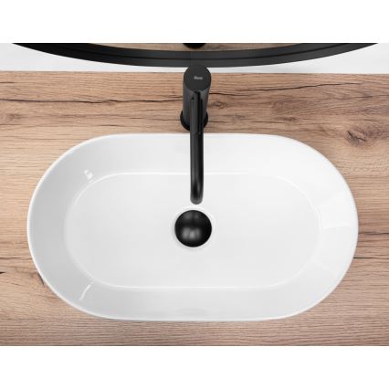 REA-U9108 - Lavatório de bancada LAYLA 30x53 cm cerâmica/branco brilhante