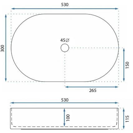 REA-U9108 - Lavatório de bancada LAYLA 30x53 cm cerâmica/branco brilhante