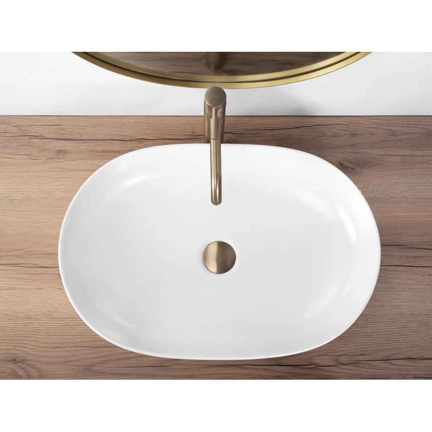 REA-U9653 - Lavatório para bancada CLEO 41x60,5 cm cerâmica/branco mate