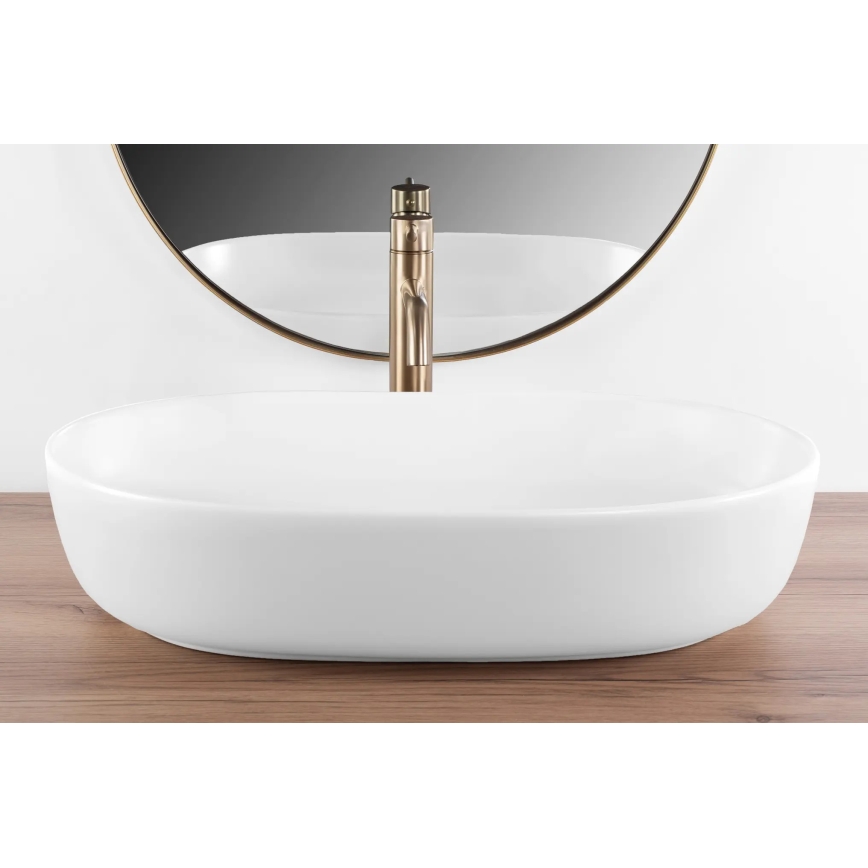 REA-U9653 - Lavatório para bancada CLEO 41x60,5 cm cerâmica/branco mate