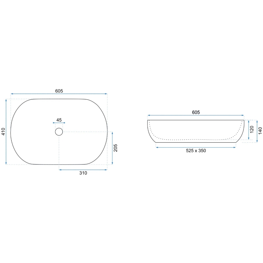 REA-U9656 - Lavatório de bancada CLEO 41x60,5 cm cerâmica/decor em mármore