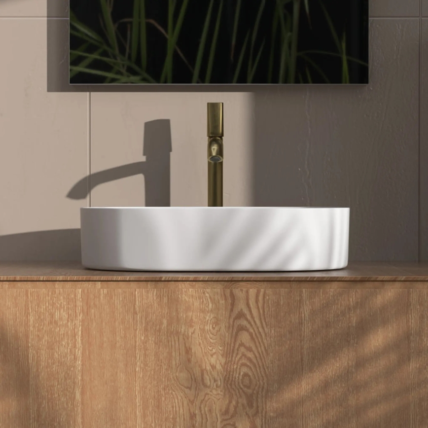 REA-U9657 - Lavatório para bancada NADIA 38,5 x 61 cm, cerâmica/branco mate