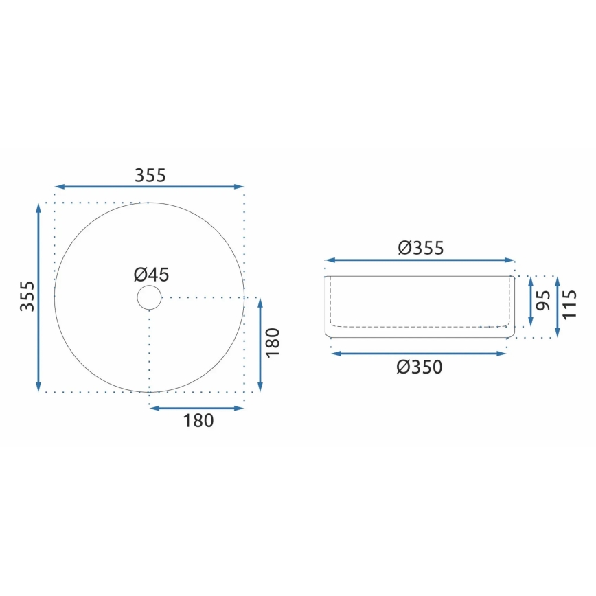 REA-U9670 - Lavatório de bancada CRISTAL diâmetro 35,5 cm vidro/transparente