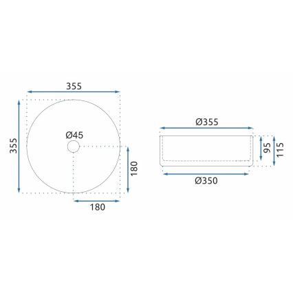 REA-U9671 - Lavatório de bancada CRISTAL diâmetro 35,5 cm vidro/cinzento fumê