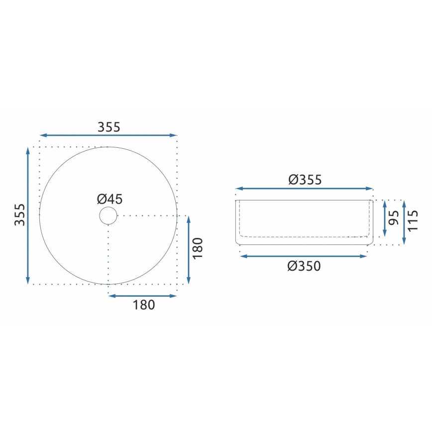 REA-U9671 - Lavatório de bancada CRISTAL diâmetro 35,5 cm vidro/cinzento fumê