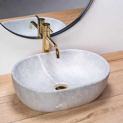 REA-U9889 - Lavatório de bancada LARA 35x48,5 cm cerâmica/cinzento/efeito pedra