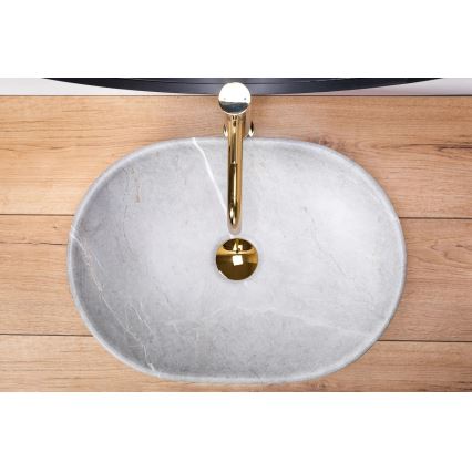 REA-U9889 - Lavatório de bancada LARA 35x48,5 cm cerâmica/cinzento/efeito pedra