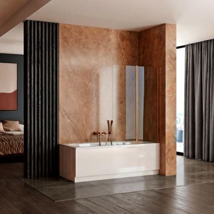 REA-W5696 - Painel dobrável para banheira AGAT 140x80 cm cobre escovado/vidro transparente