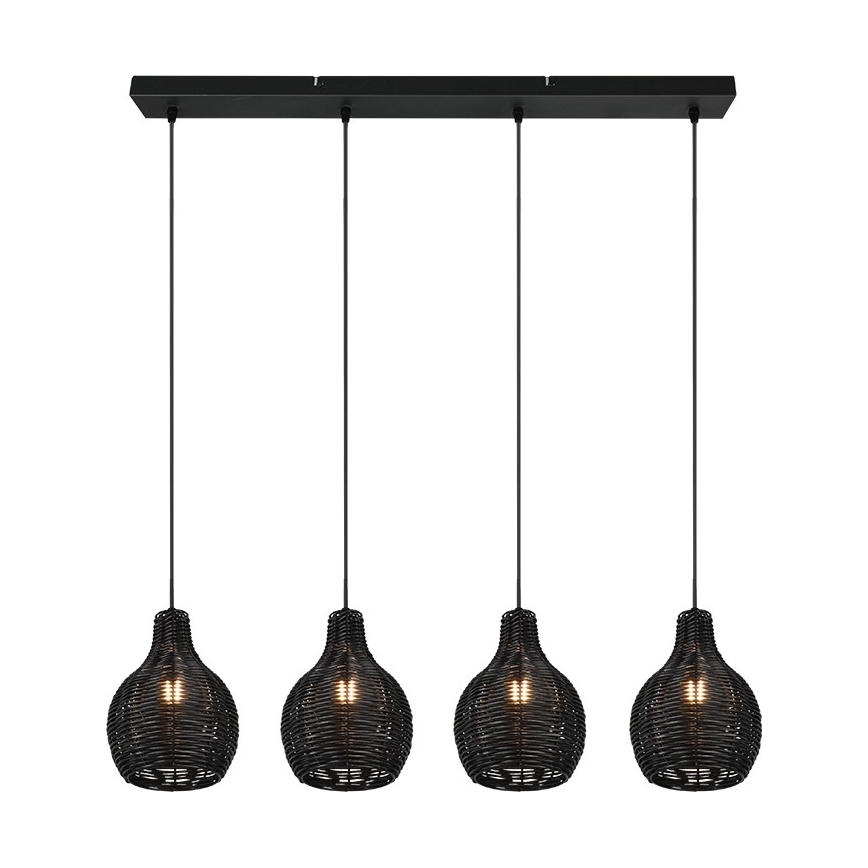 Reality - Lustre com cabo SPROUT 4xE14/30W/230V preto/rattan