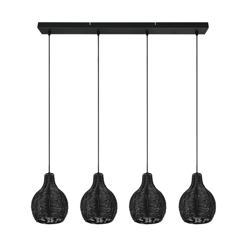 Reality - Lustre com cabo SPROUT 4xE14/30W/230V preto/rattan
