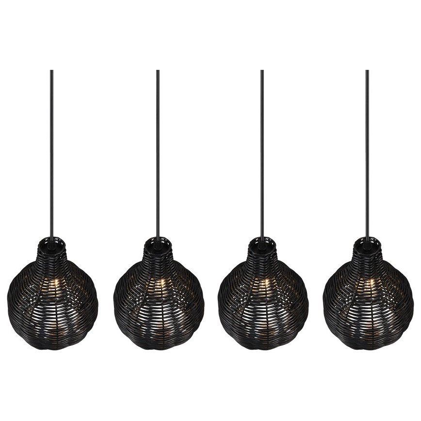 Reality - Lustre com cabo SPROUT 4xE14/30W/230V preto/rattan