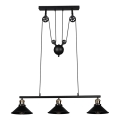 Reality - Lustre suspenso com cabo POULI 3xE27/40W/230V preto