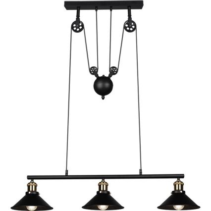 Reality - Lustre suspenso com cabo POULI 3xE27/40W/230V preto