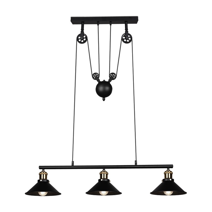 Reality - Lustre suspenso com cabo POULI 3xE27/40W/230V preto
