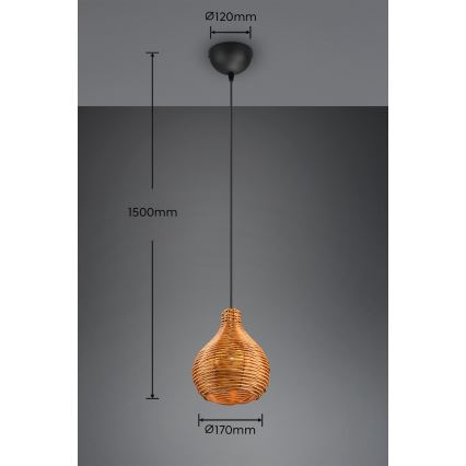 Reality - Lustre suspenso com cabo SPROUT 1xE14/40W/230V castanho/rattan