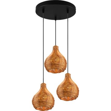 Reality - Lustre suspenso em cabo SPROUT 3xE14/40W/230V castanho/rattan