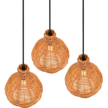 Reality - Lustre suspenso em cabo SPROUT 3xE14/40W/230V castanho/rattan