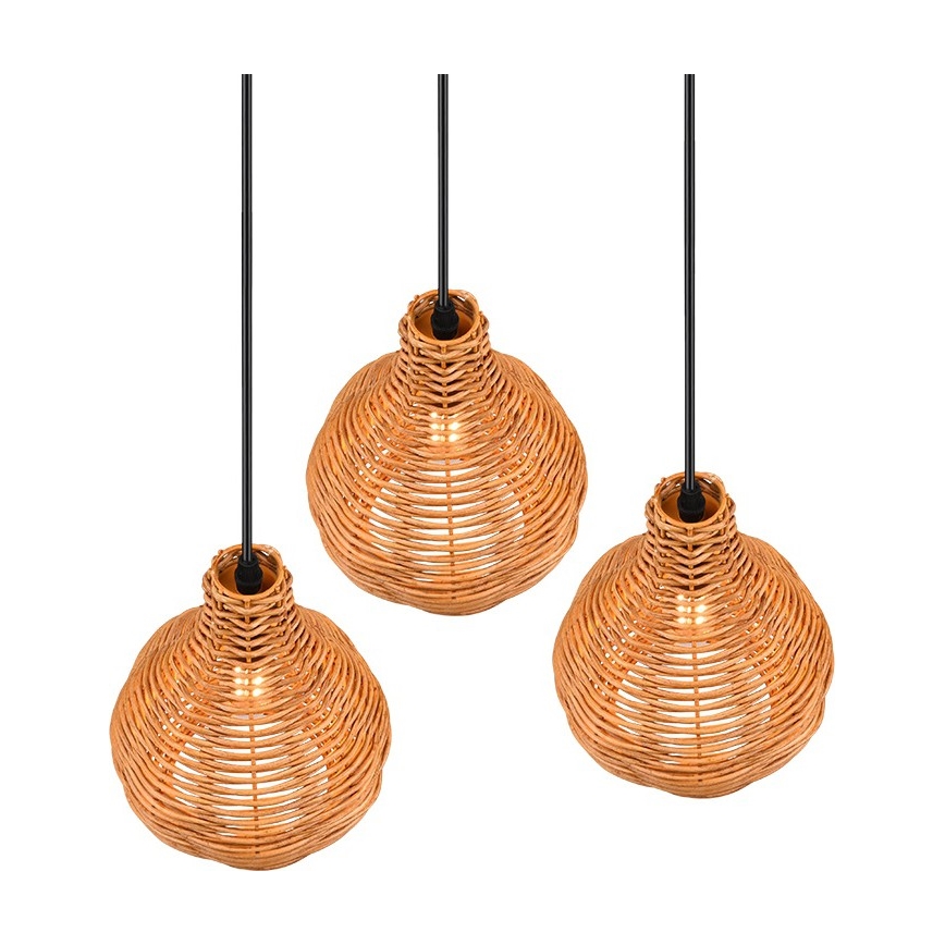 Reality - Lustre suspenso em cabo SPROUT 3xE14/40W/230V castanho/rattan