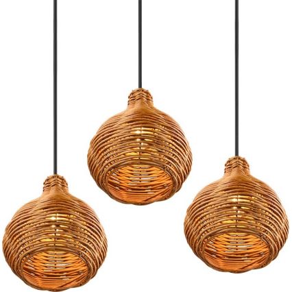 Reality - Lustre suspenso em cabo SPROUT 3xE14/40W/230V castanho/rattan