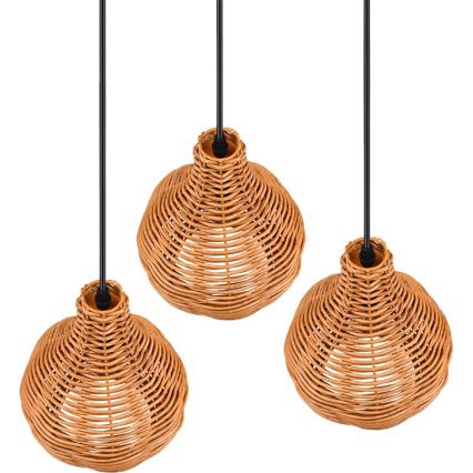 Reality - Lustre suspenso em cabo SPROUT 3xE14/40W/230V castanho/rattan
