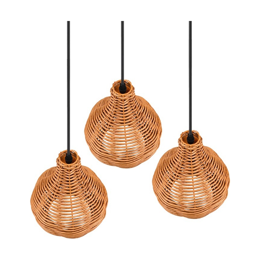 Reality - Lustre suspenso em cabo SPROUT 3xE14/40W/230V castanho/rattan