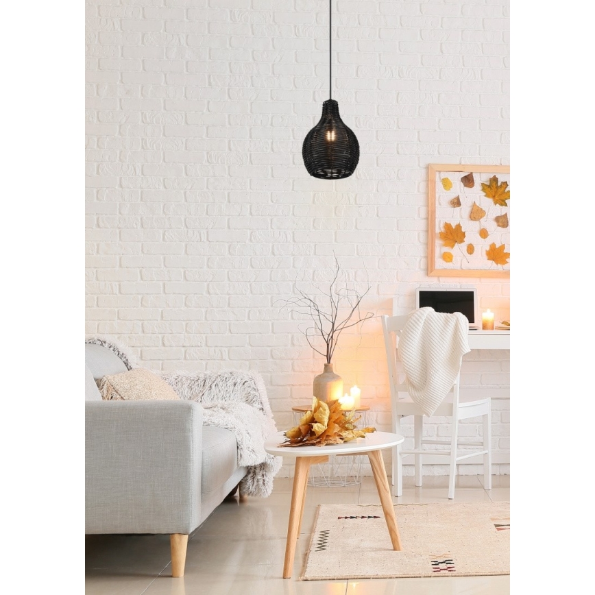 Reality - Lustre suspenso por cabo SPROUT 1xE14/40W/230V preto/rattan