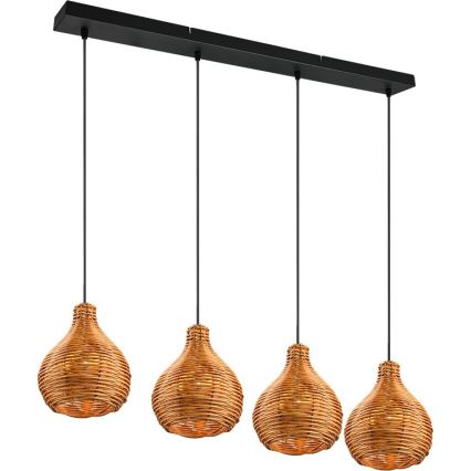 Reality - Lustre suspenso por cabo SPROUT 3xE14/40W/230V castanho/rattan