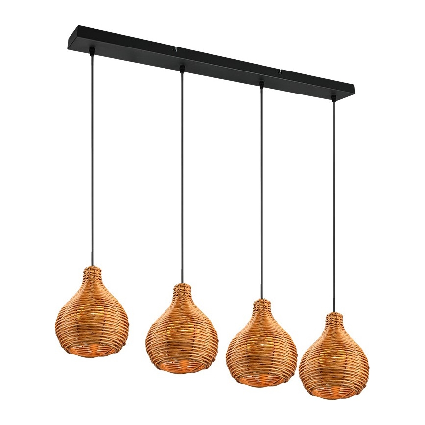 Reality - Lustre suspenso por cabo SPROUT 3xE14/40W/230V castanho/rattan