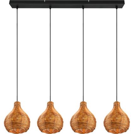 Reality - Lustre suspenso por cabo SPROUT 3xE14/40W/230V castanho/rattan
