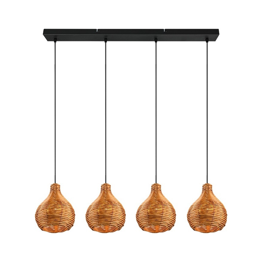 Reality - Lustre suspenso por cabo SPROUT 3xE14/40W/230V castanho/rattan